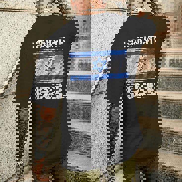 Bandiera Di Israele Con Stella Di David E Parole Di Sostegno T-shirt da uomo con stampa posteriore Regalos para él