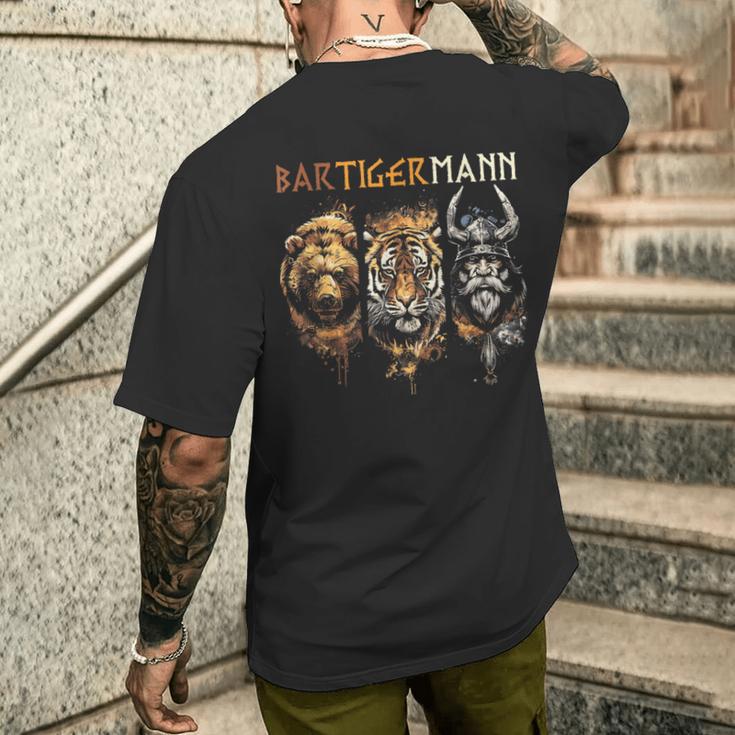 Bärtigermann Bear Tiger Man Beardiking Bearded Man T-Shirt mit Rückendruck Geschenke für Ihn