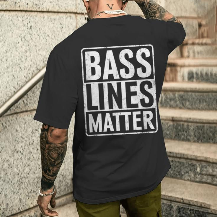 Bass Lines Matte Bass Guitar Bassist Edm Music Fan T-Shirt mit Rückendruck Geschenke für Ihn