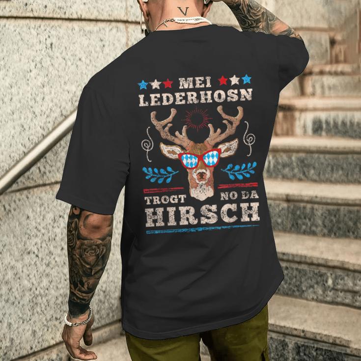 Bayern Wiesn Bekleidungolksfest Outfit Herren Short Sleeve Mei Lederhosn Trogt No Da Deer Costume Oktoberfest S T-Shirt mit Rückendruck Geschenke für Ihn