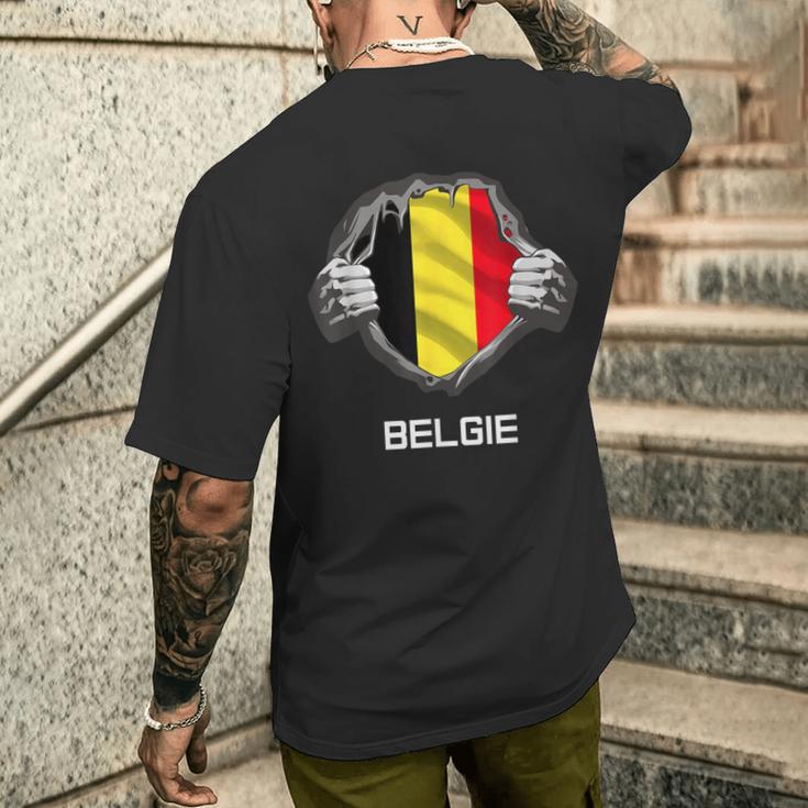 Belgium Belgie Flag Heart Fan Jersey T-Shirt mit Rückendruck Geschenke für Ihn