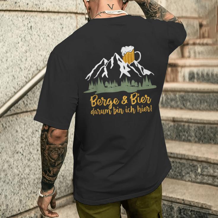 Berge & Bier Darum Bin Ich Hier T-Shirt mit Rückendruck Geschenke für Ihn