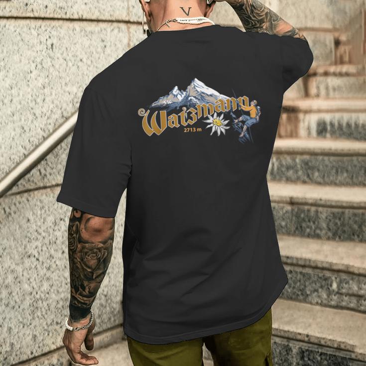 With Bergsteiger Climbs On The Berg Watzmann In Berchtesgaden T-Shirt mit Rückendruck Geschenke für Ihn