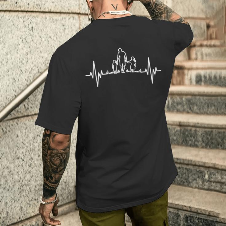 Bester Papa Der Welt Bester Papa Der Welt Heartbeat Father S S T-Shirt mit Rückendruck Geschenke für Ihn