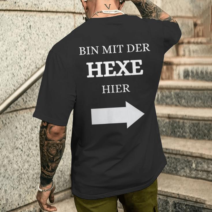 Bin Mit Der Hexe Hier Wizard T-Shirt mit Rückendruck Geschenke für Ihn