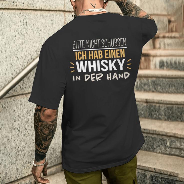 Bitte Nicht Schubsen Ich Hab Einen Whisky In Der Hand Humour German T-Shirt mit Rückendruck Geschenke für Ihn