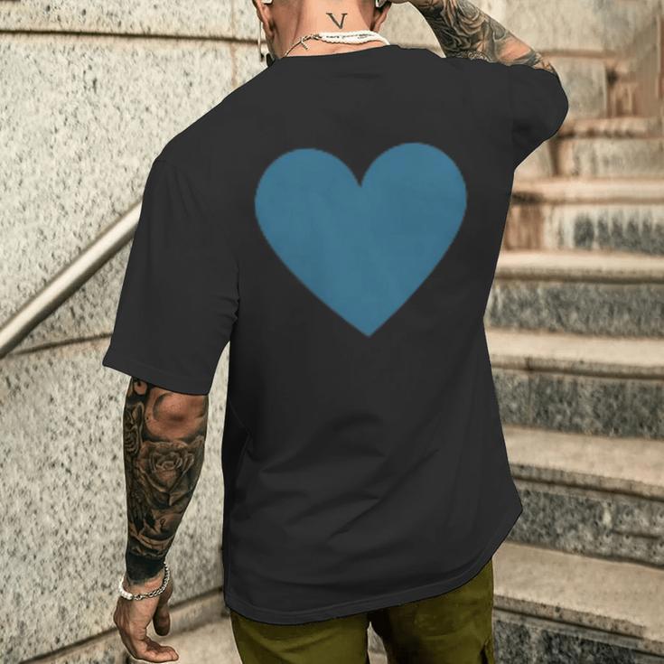 Blaues Herz Simples Minimalistisch Süßes Heart T-Shirt mit Rückendruck Geschenke für Ihn