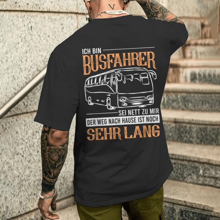 Busfahrer Weg Noch Lang Bus School Bus Line Bus Driver T-Shirt mit Rückendruck Geschenke für Ihn