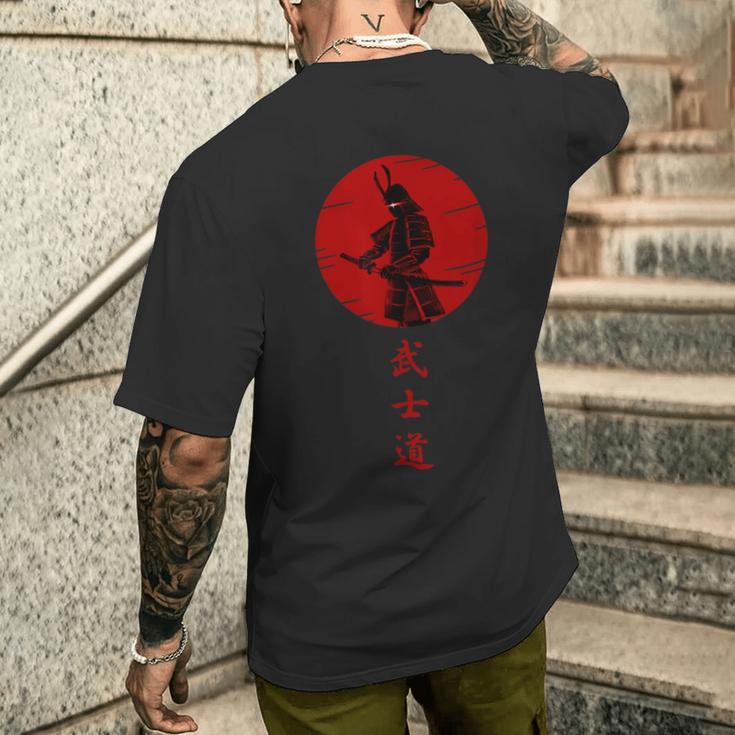 Bushido Samurai Krieger Mit Katana Schwert Anime Style T-Shirt mit Rückendruck Geschenke für Ihn