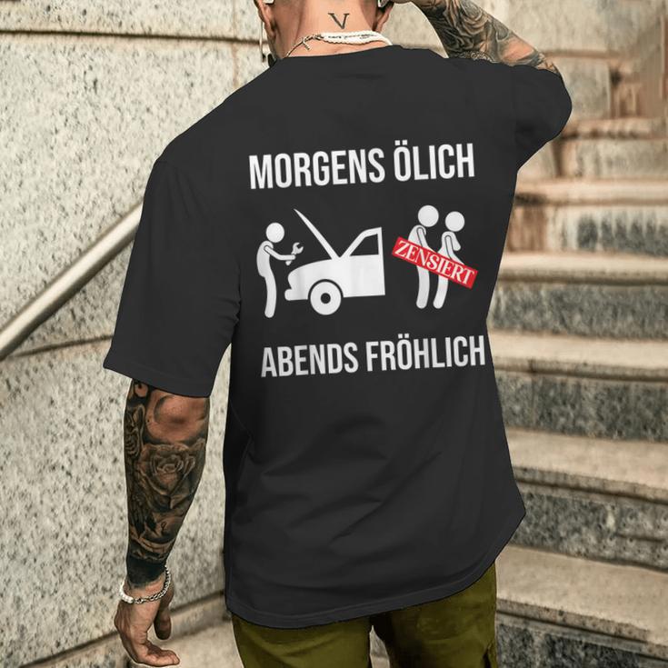 Car Mechanic Mechatronics Screwdriver Oil Evening Happy T-Shirt mit Rückendruck Geschenke für Ihn