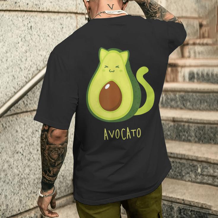 Cat Avocado Avocato Animal Puns T-Shirt mit Rückendruck Geschenke für Ihn