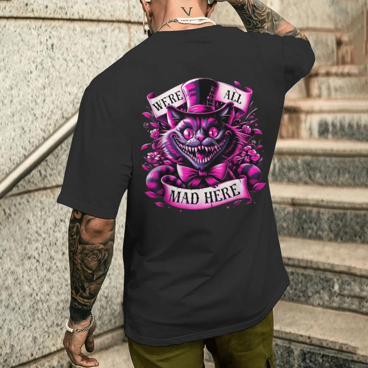 Cheshire Cat Alice In Wonderland Party T-Shirt mit Rückendruck Geschenke für Ihn