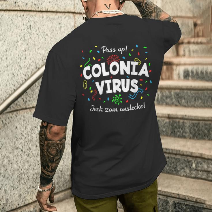 Coloniairus Carnival Outfit Cologne Kölsch Jeck Flu T-Shirt mit Rückendruck Geschenke für Ihn