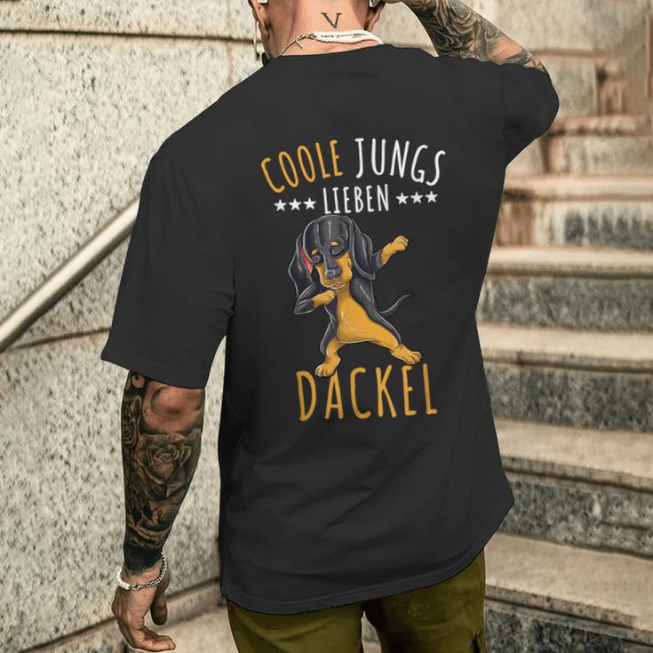 Coole Jungs Lieben Dackel T-Shirt mit Rückendruck Geschenke für Ihn