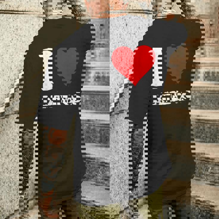 Corazón Rojo I Love Latinas Camiseta Hombre Estampado Espalda Regalos para él