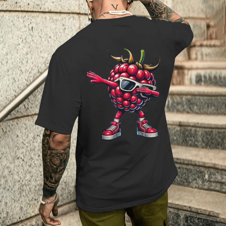 Dabbing Raspberry Pink Raspberry Fruit T-Shirt mit Rückendruck Geschenke für Ihn