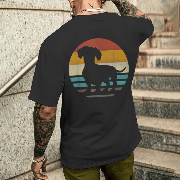 Dachshund Dachshund Dog Silhouette Retro T-Shirt mit Rückendruck Geschenke für Ihn