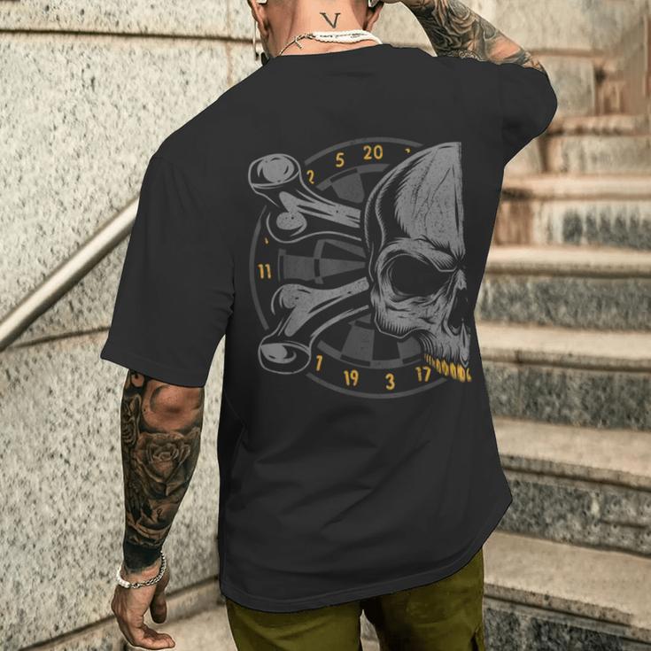 Dart Skull And Dartboard Retro Dart T-Shirt mit Rückendruck Geschenke für Ihn