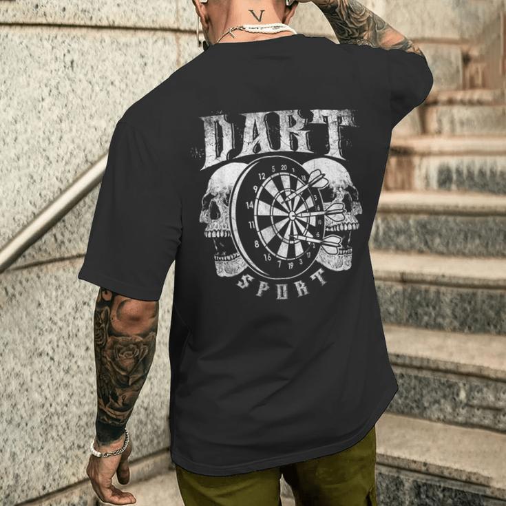 Dart Sport Skull Dartboard Player Dart T-Shirt mit Rückendruck Geschenke für Ihn