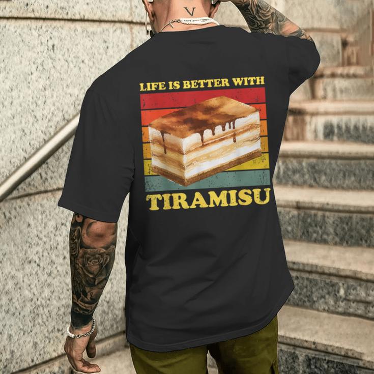 Das Leben Ist Besser Mit Tiramisu Tiramisu T-Shirt mit Rückendruck Geschenke für Ihn