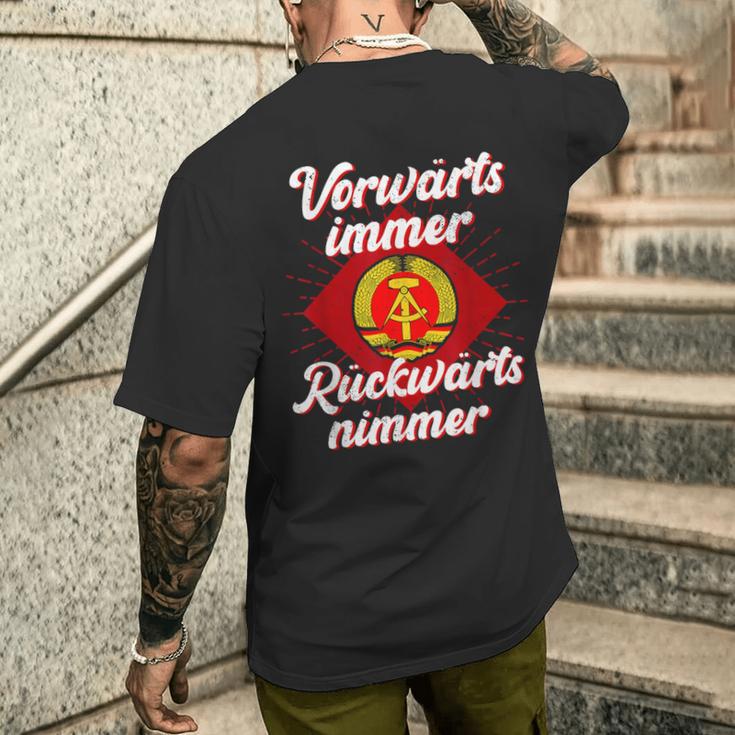 Ddr Orwärts Forward Immer Backward S T-Shirt mit Rückendruck Geschenke für Ihn