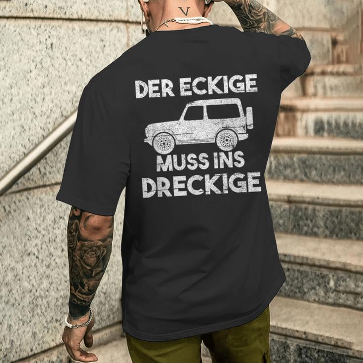 Der Eckige Muss Ins Dirckige Off-Road Off-Road T-Shirt mit Rückendruck Geschenke für Ihn