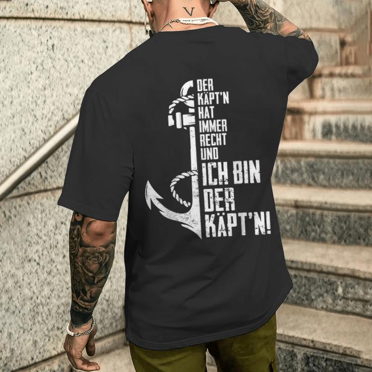 Der Käpt'n Hat Immer Rechcht Ich Bin Der Kapitän Sail T-Shirt mit Rückendruck Geschenke für Ihn