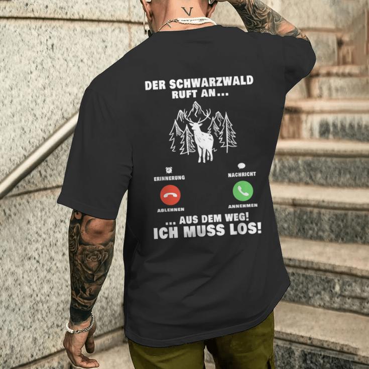 Der Schwarzwald Ruft An Schwarzwalder Call Bollenhut T-Shirt mit Rückendruck Geschenke für Ihn