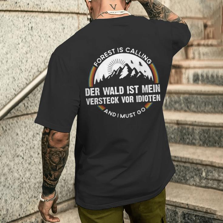 Der Wald Ist Meineheckeckor Idioten Wandern The Forest I T-Shirt mit Rückendruck Geschenke für Ihn