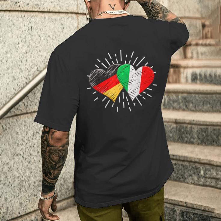 Deutschland Italien Freundschaft Herz German Italian T-Shirt mit Rückendruck Geschenke für Ihn