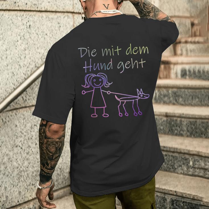 Die Mit Dem Hund Geht Half-Sleeve Die Mit Dem Hund Gehen German Lang T-Shirt mit Rückendruck Geschenke für Ihn