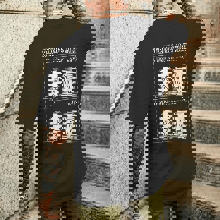Divertente Problema Del Programmatore Funziona Dono Del Nerd T-shirt da uomo con stampa posteriore Regalos para él
