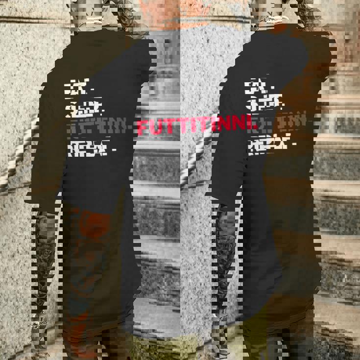Donna Eat Sleep Futtitinni Repeat Con Collo A T-shirt da uomo con stampa posteriore Regalos para él