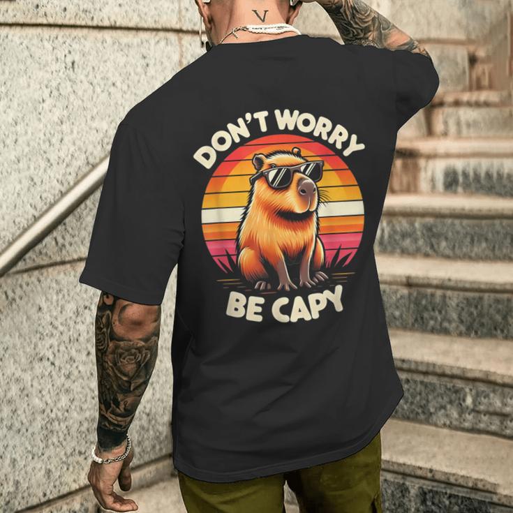 Dont Be Worry Be Capy Capybara Retro Rodent T-Shirt mit Rückendruck Geschenke für Ihn