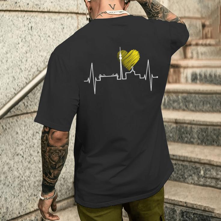 Dortmund Heartbeat Skyline Puls Ruhrpott Stadion Dortmunder T-Shirt mit Rückendruck Geschenke für Ihn