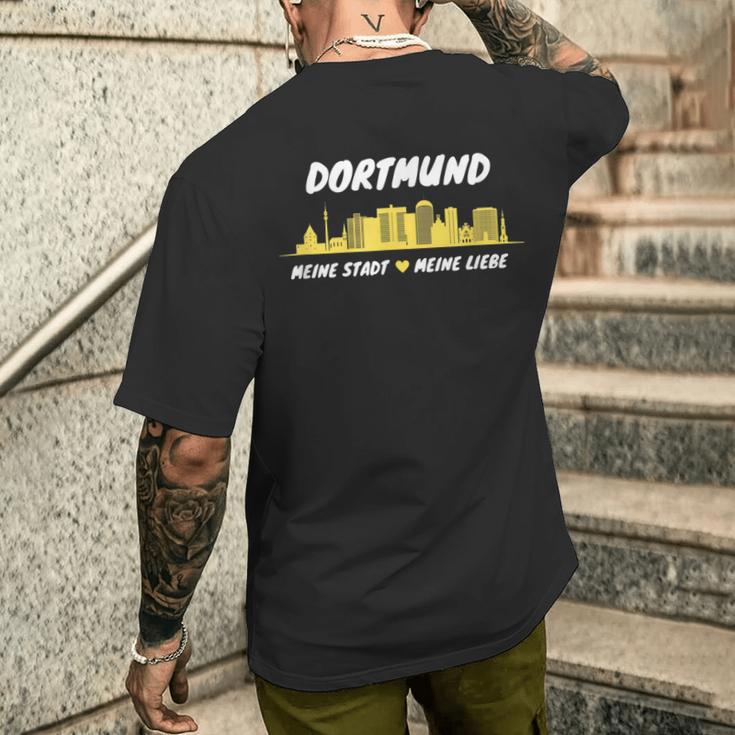 Dortmund Skyline My Love Landmark Stadium Ultras T-Shirt mit Rückendruck Geschenke für Ihn