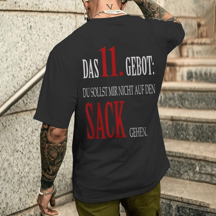 Du Sollst Mir Nicht Auf Den Sack Gehen 11 Commandment T-Shirt mit Rückendruck Geschenke für Ihn