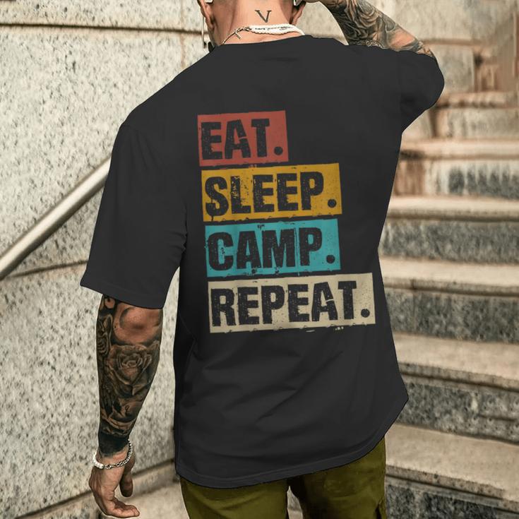 Eat Sleep Camp Repeat -Intage Outdoor Camping Camper T-Shirt mit Rückendruck Geschenke für Ihn