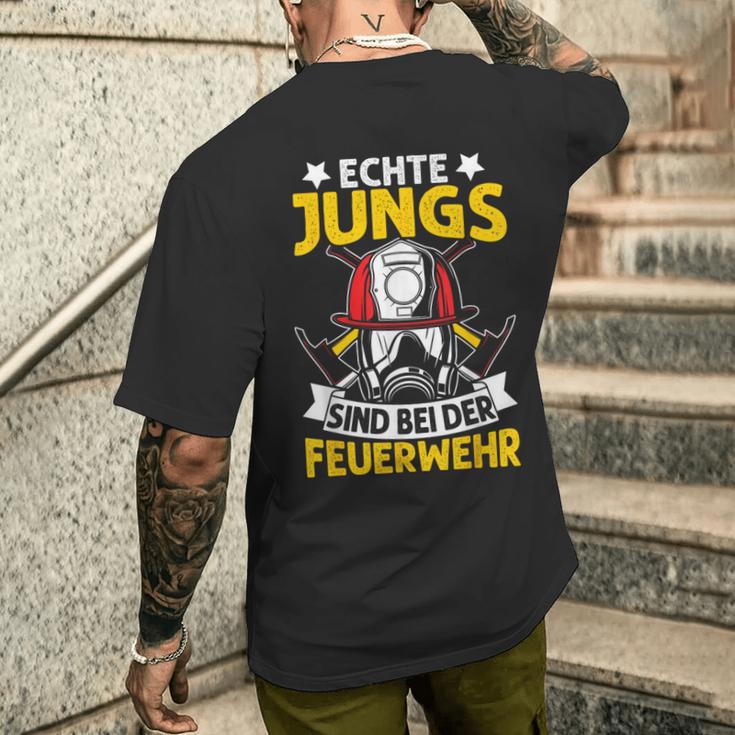 Echte Jungs Sind Feuerwehr T-Shirt mit Rückendruck Geschenke für Ihn