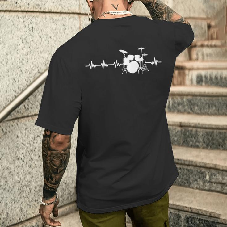 Ekg Drum Kit For Drummers And Drummer T-Shirt mit Rückendruck Geschenke für Ihn