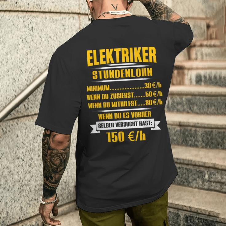 Elektriker Stundenlohn Stundensatz T-Shirt mit Rückendruck Geschenke für Ihn