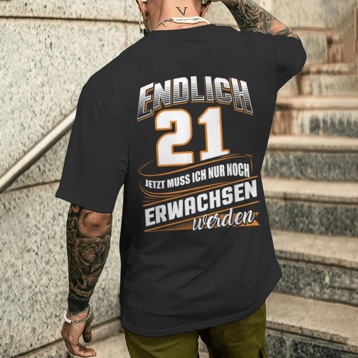 Endlich 21 Nur Noch Arwachsenwerden Geburtsjahr Birthday T-Shirt mit Rückendruck Geschenke für Ihn