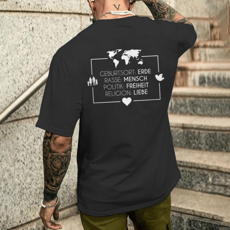 Erde Rasse Mensch Birth Place T-Shirt mit Rückendruck Geschenke für Ihn