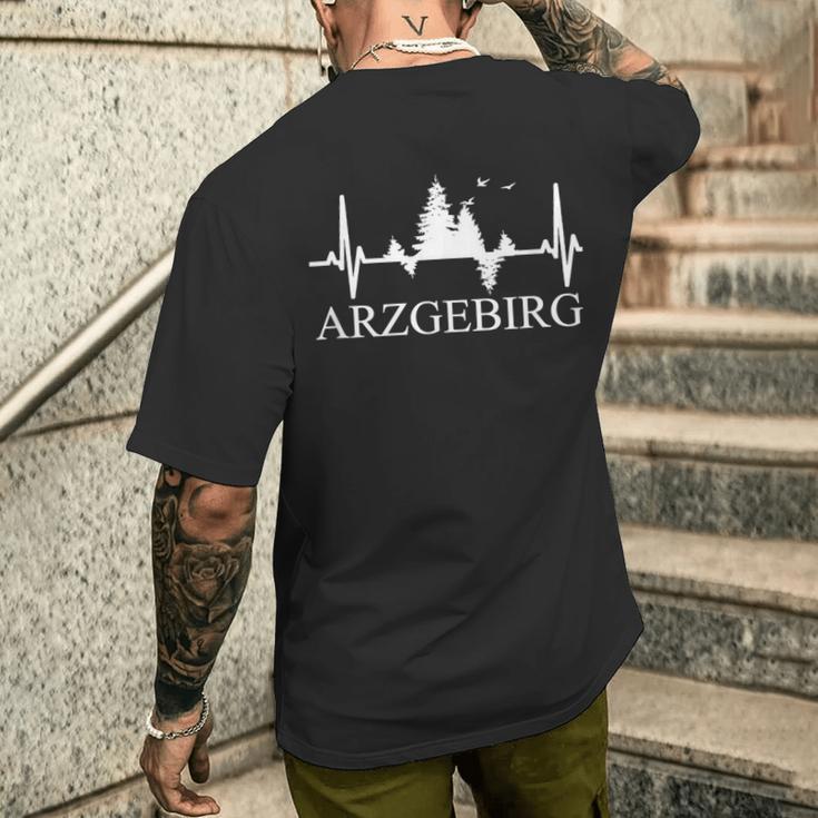 Erzgebirge Heartbeat Forest Motif Arzgebirg Für Erzgebirger T-Shirt mit Rückendruck Geschenke für Ihn