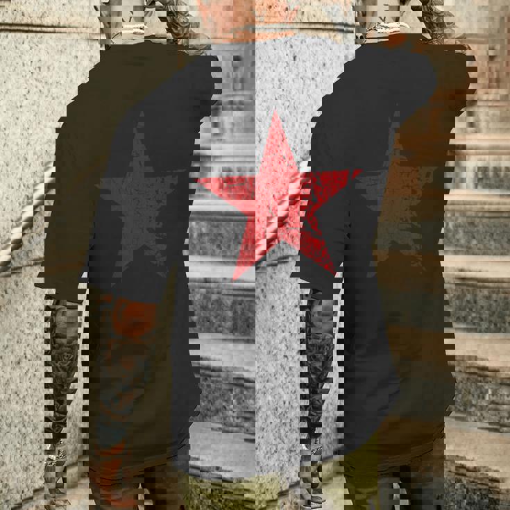 Estrella Roja Envejecida Grunge Estrella Roja De Colorintage Camiseta Hombre Estampado Espalda Regalos para él