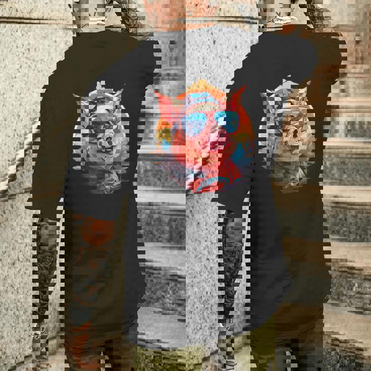 Faccia Di Maiale Dall'aspetto Fresco Con Occhiali Da Sole Per Fan Di Pancetta E Maiali T-shirt da uomo con stampa posteriore Regalos para él