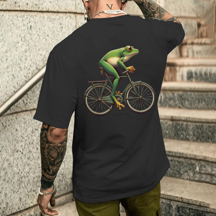 With Frosch Fährt Fahrrad Motif T-Shirt mit Rückendruck Geschenke für Ihn