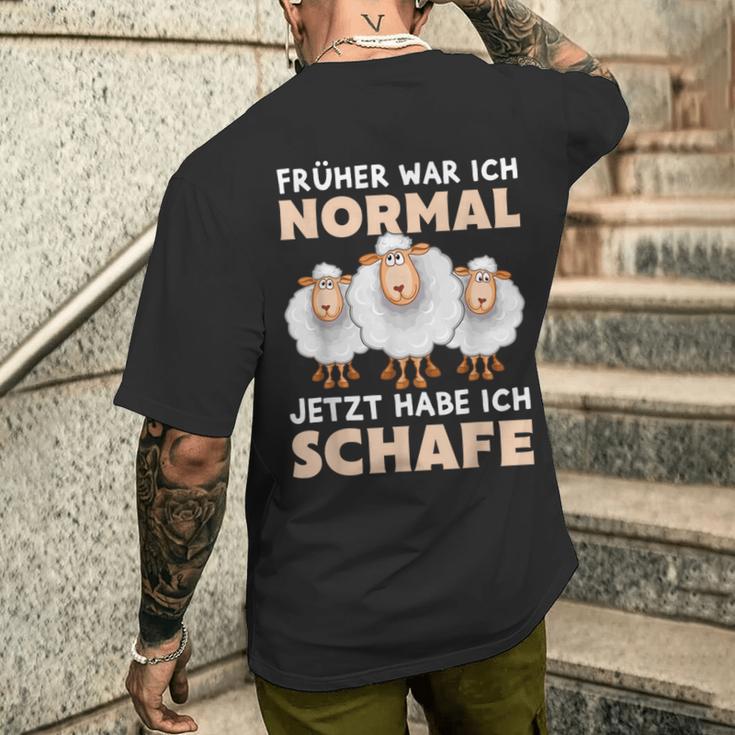 'Früher War Ich Norme Jetzt Habe Ich Schafe Bauer Schäfer T-Shirt mit Rückendruck Geschenke für Ihn