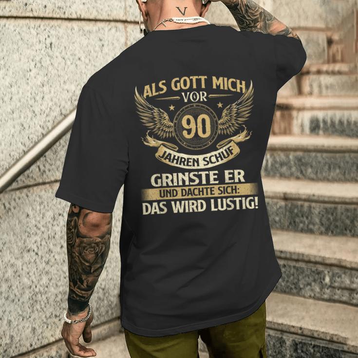 Als Gott Michor 90 Jahren Schuf Birthday T-Shirt mit Rückendruck Geschenke für Ihn