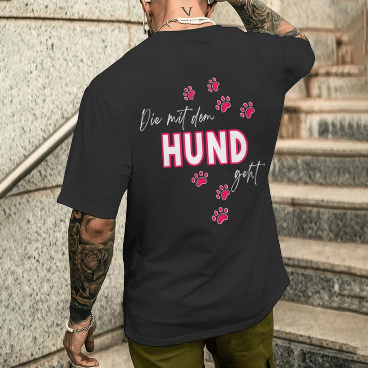 Dog Die Mit Dem Hund Geht T-Shirt mit Rückendruck Geschenke für Ihn